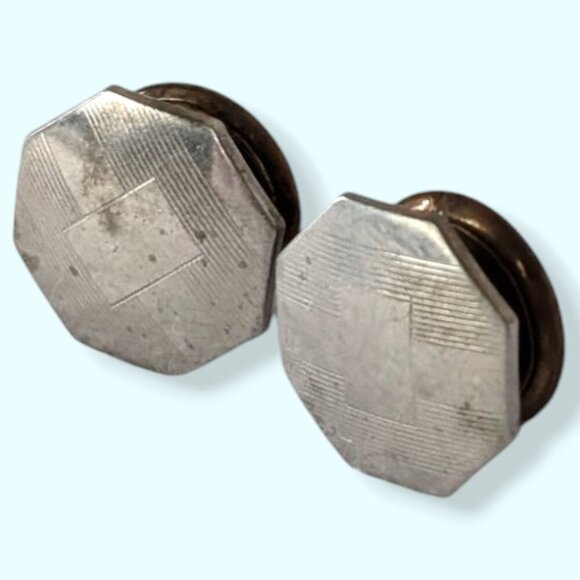 Vintage SINGLE Hexagonal Kum-A-Part Snap Cufflink - Picture 1 of 7